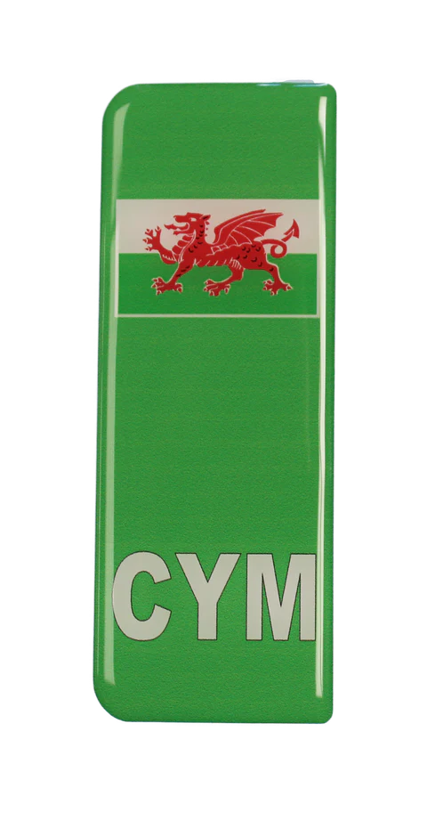 GEL CYM Wales EV Flash stick on Number plate badge