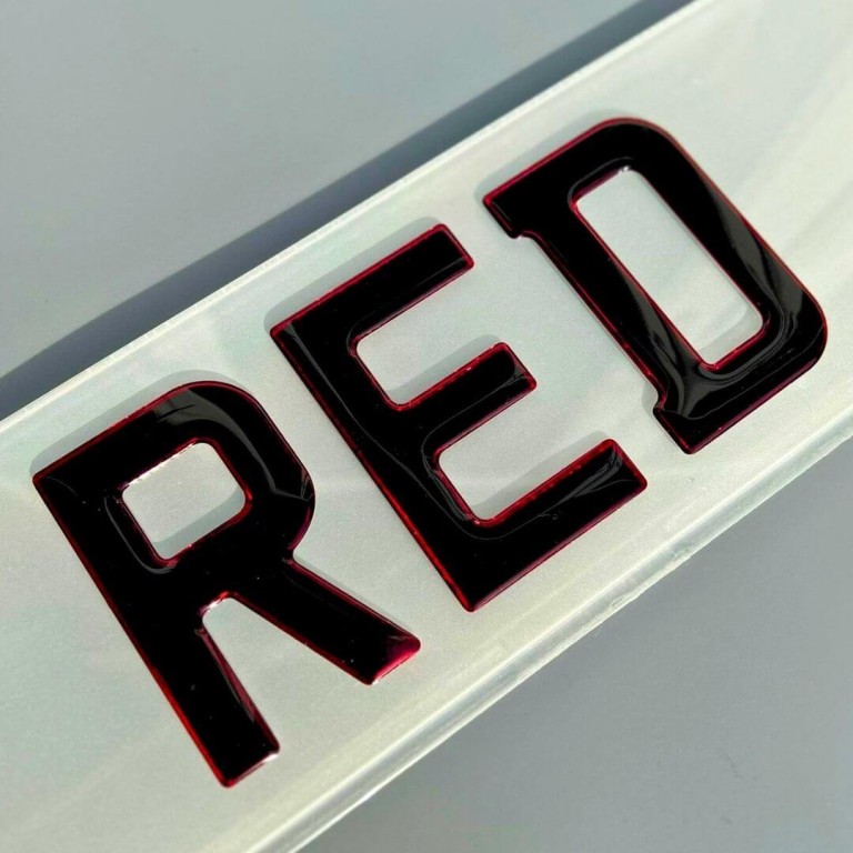 red background gel number plates