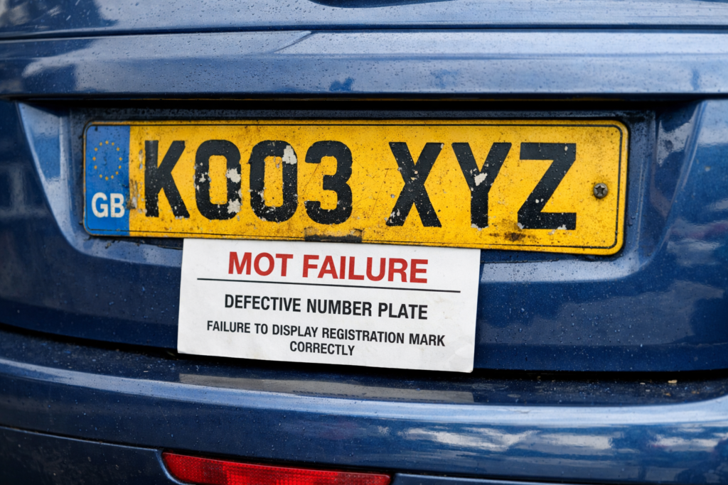 number plate failure on MOT