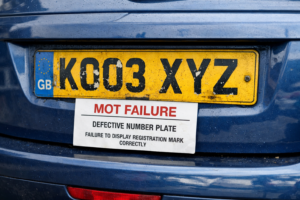 number plate failure on MOT